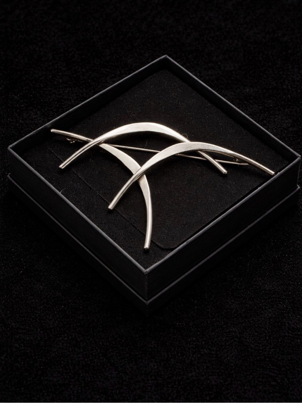 Vintage Modernist Abstract Signed Sculptural Dimensional Sterling Silver Broach
